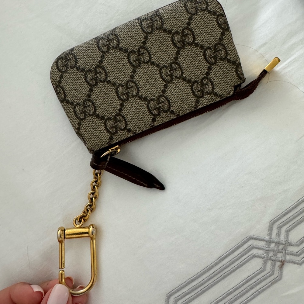 Gucci Brown and Gold Monogram Key and Card Holder